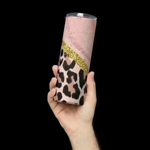 Animal print 20 oz tumbler with straw